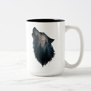 Wolf Howl Forest Moon Tweekleurige Koffiemok