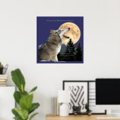 WOLF HOWL & MOON Art Poster (Thuiskantoor)
