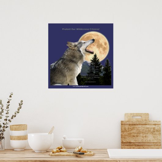 WOLF HOWL & MOON Art Poster (Keuken)