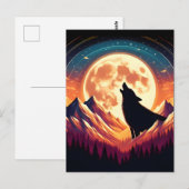 Wolf Howl onder maanlicht Briefkaart (Voorkant / Achterkant)