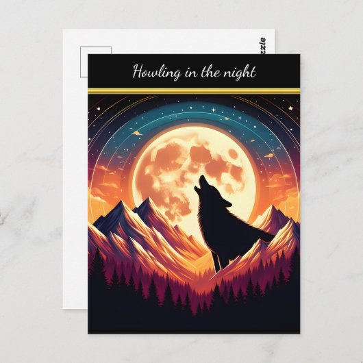 Wolf Howl onder maanlicht Briefkaart (Voorkant / Achterkant)