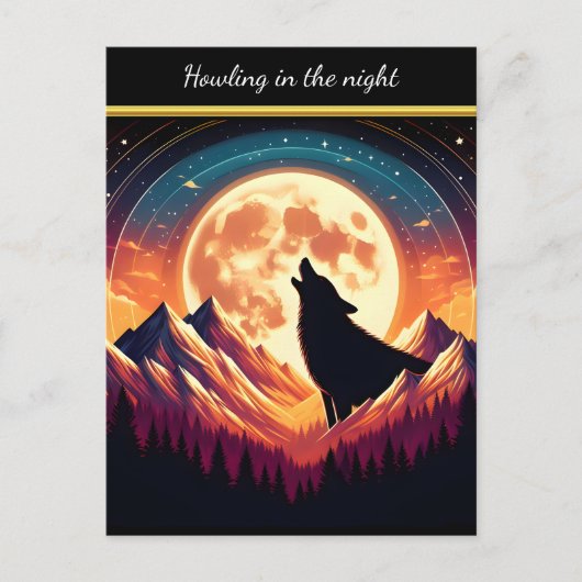Wolf Howl onder maanlicht Briefkaart (Voorkant)