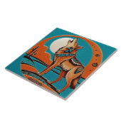Wolf Howl Zuidwest Zuidwest Sinaasappel Turquoise Tegeltje (Zijkant)