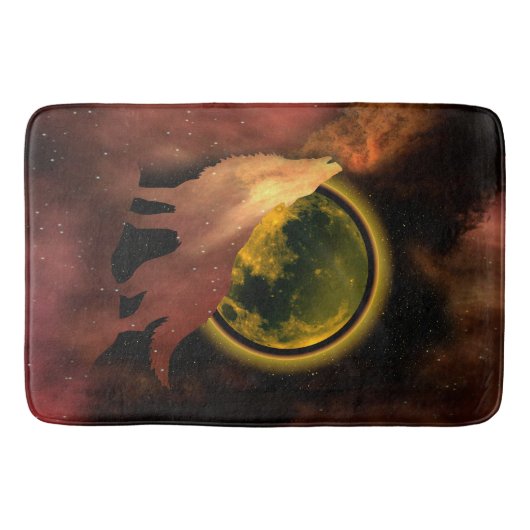 WOLF HOWLF IN RUIMTEMOON GALAXY BADMAT (Voorkant)