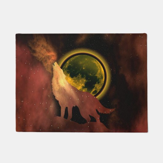 WOLF HOWLF IN RUIMTEMOON GALAXY DEURMAT (Voorkant)