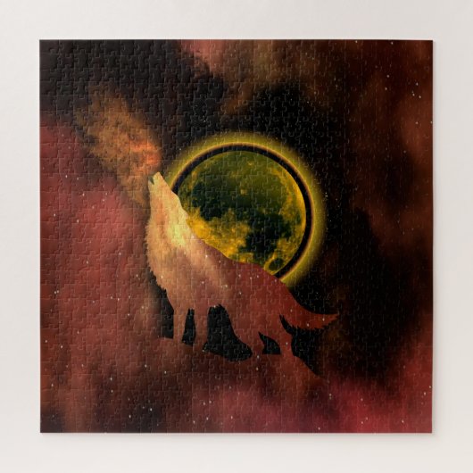 WOLF HOWLF IN RUIMTEMOON GALAXY LEGPUZZEL (Verticaal)