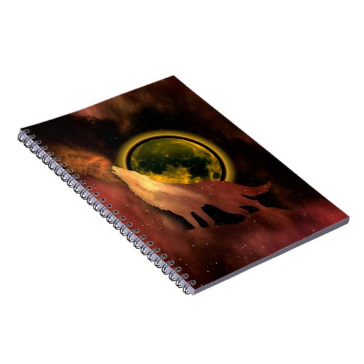 WOLF HOWLF IN RUIMTEMOON GALAXY NOTITIEBOEK (Rechterzijde)