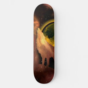 WOLF HOWLF IN RUIMTEMOON GALAXY PERSOONLIJK SKATEBOARD