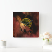 WOLF HOWLF IN RUIMTEMOON GALAXY VIERKANTE KLOK (Huis)