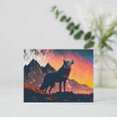 Wolf Howling Art Briefkaart (Staand voorkant)
