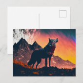 Wolf Howling Art Briefkaart (Voorkant / Achterkant)