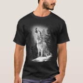 Wolf Howling At Moon  Lone Alpha  Native American  T-shirt (Voorkant)