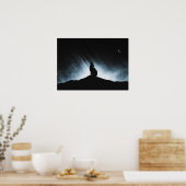 Wolf Howling at Moon 's nachts - Poster (Keuken)