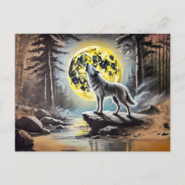 Wolf Howling at the Full Moon Briefkaart