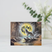 Wolf Howling at the Full Moon Briefkaart (Staand voorkant)