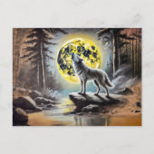 Wolf Howling at the Full Moon Briefkaart (Voorkant)