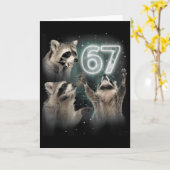 Wolf Howling At The Moon 67 6 7 Halloween 67 Wolf  Kaart (Gele Bloem)