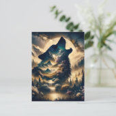 Wolf Howling at the Moon Briefkaart (Staand voorkant)