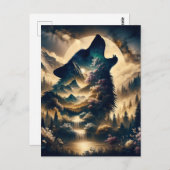 Wolf Howling at the Moon Briefkaart (Voorkant / Achterkant)