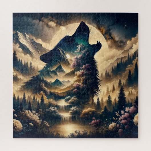 Wolf Howling at the Moon Legpuzzel (Verticaal)
