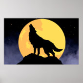 Wolf Howling at the Moon Poster (Voorkant)