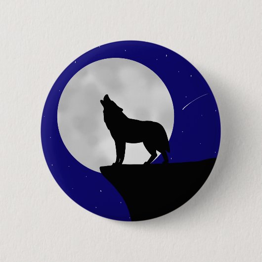Wolf Howling at the Moon Ronde Button 5,7 Cm (Voorkant)