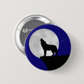 Wolf Howling at the Moon Ronde Button 5,7 Cm (Voorkant /achterkant)