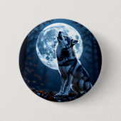 Wolf Howling at the Moon Ronde Button 5,7 Cm (Voorkant)