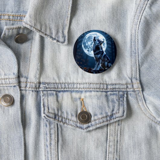 Wolf Howling at the Moon Ronde Button 5,7 Cm (In situ)