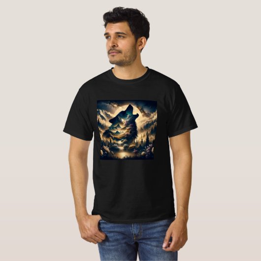 Wolf Howling at the Moon T-shirt (Voorkant volledig)