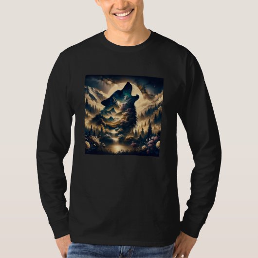 Wolf Howling at the Moon T-shirt (Voorkant)