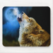 Wolf Howling Beneath Full Moon Muismat (Voorkant)