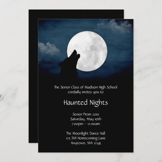 Wolf Howling bij de formele uitnodiging van Moon P (Voorkant / Achterkant)