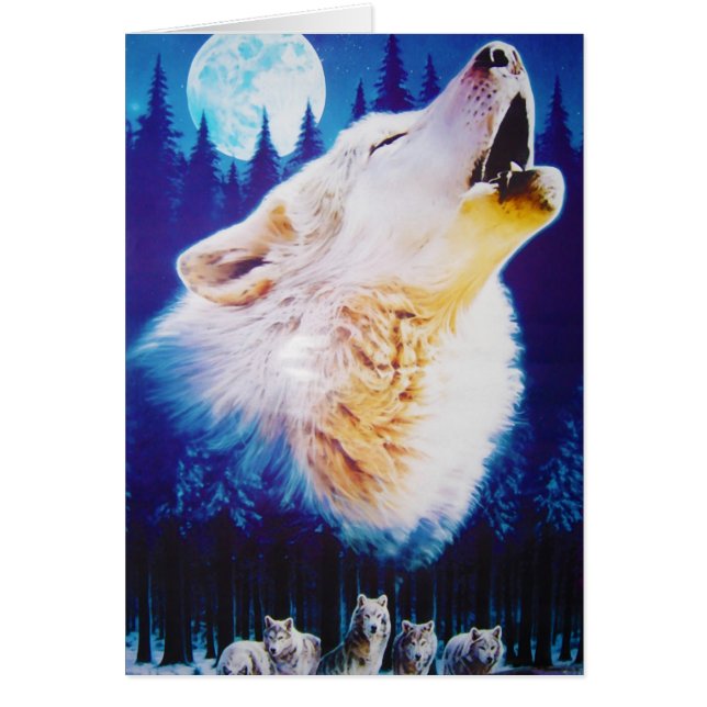 Wolf Howling bij de Full Blue Moon (Voorkant)