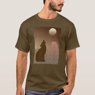 Wolf Howling bij de maan in Brown en Tan T-shirt