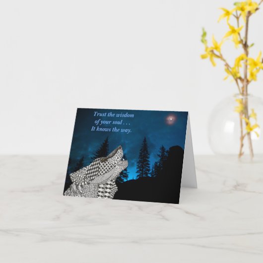 Wolf Howling bij de maan  Kaart (Gele Bloem)