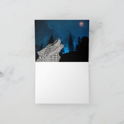 Wolf Howling bij de maan  Kaart (Binnen)
