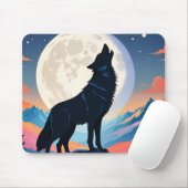 Wolf Howling bij de maan Muismat (Met muis)