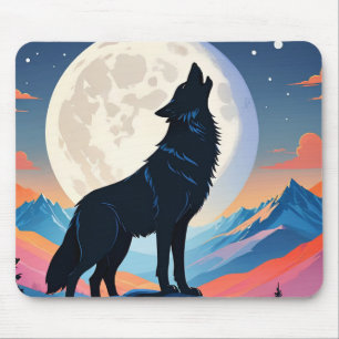 Wolf Howling bij de maan Muismat
