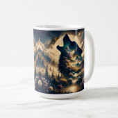 Wolf Howling bij de maan op een bewolkte nacht Koffiemok (Voorkant rechts)