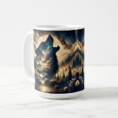 Wolf Howling bij de maan op een bewolkte nacht Koffiemok (Voorkant links)