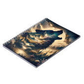 Wolf Howling bij de maan op een bewolkte nacht Notitieboek (Linkerzijde)