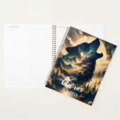 Wolf Howling bij de maan op een bewolkte nacht Planner (Display)