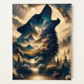 Wolf Howling bij de maan op een bewolkte nacht Planner (Achterkant)