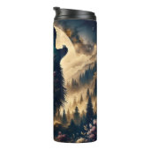 Wolf Howling bij de maan op een bewolkte nacht Thermosbeker (Geroteerd rechts)