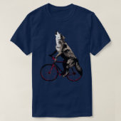 Wolf Howling bij de maan op een fiets T-shirt - Ir (Design voorkant)