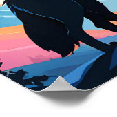 Wolf Howling bij de maan Poster (Hoek)