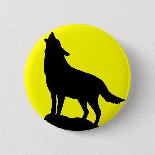 Wolf Howling bij de maan. Ronde Button 5,7 Cm (Voorkant)