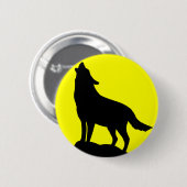 Wolf Howling bij de maan. Ronde Button 5,7 Cm (Voorkant /achterkant)
