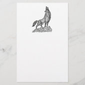 Wolf Howling bij de maan Silhouette Tekening Briefpapier (Voorkant)